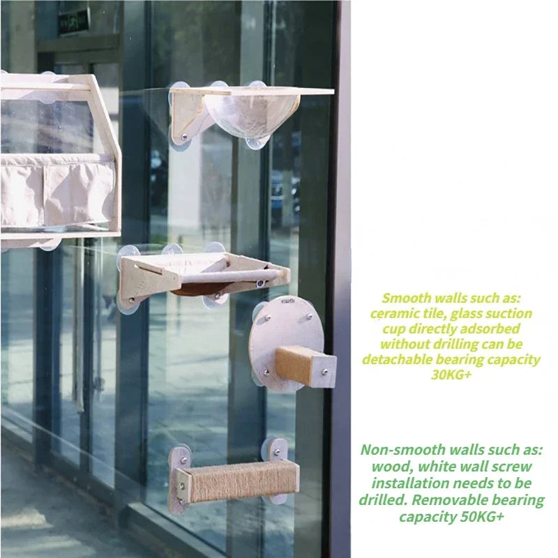 Wall-mounted cat tree - Window - VueMiaou