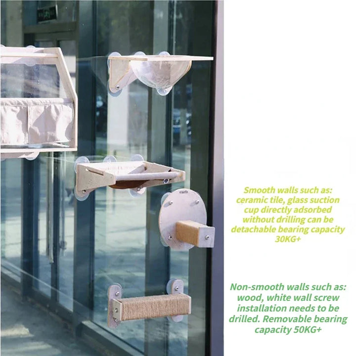 Wall-mounted cat tree - Window - VueMiaou