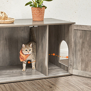 Meuble litière design avec espace repos intégré – Modèle "CatHouse Premium"