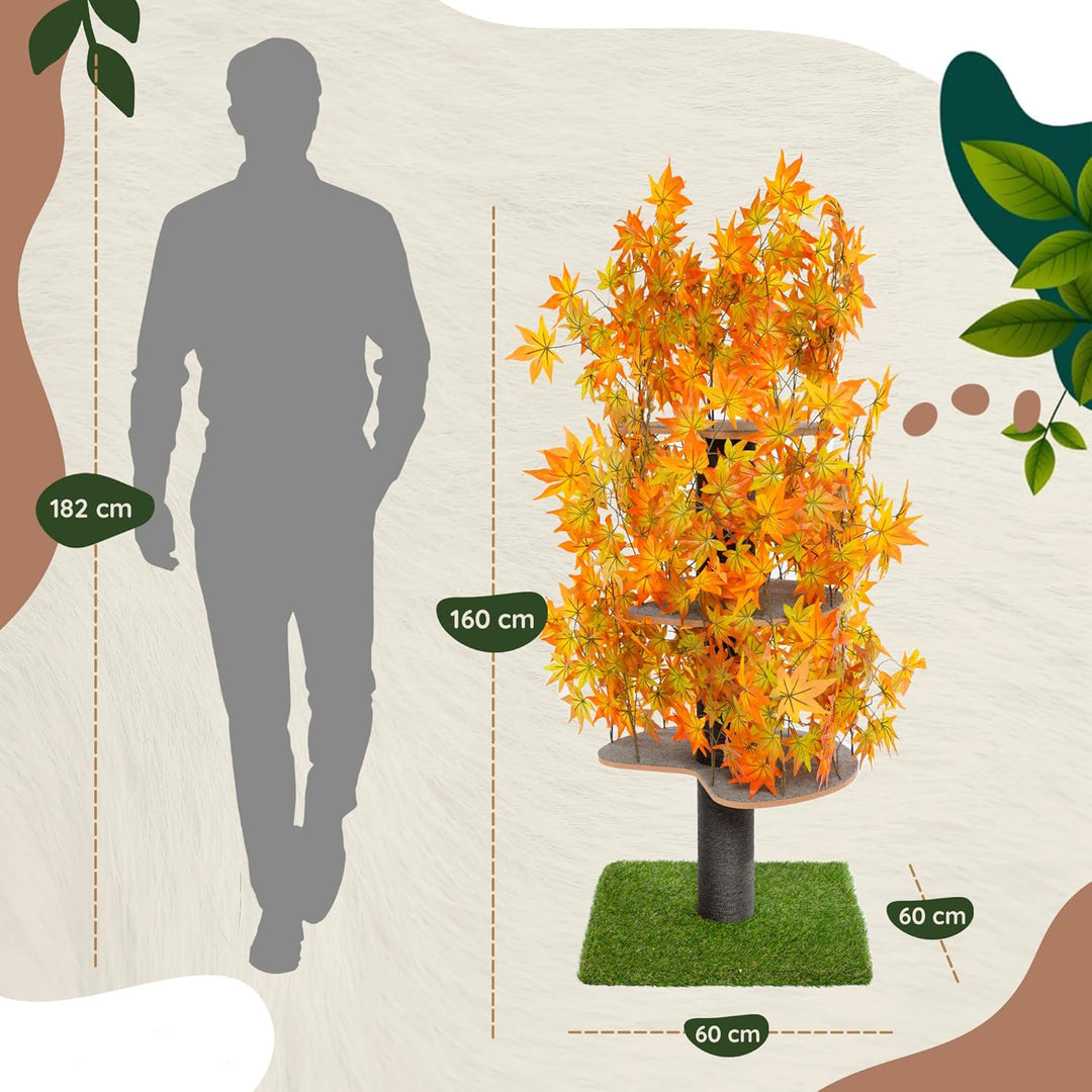 Natural design cat tree with leaves - "Chat'Canopée" model