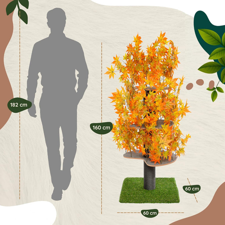 Natural design cat tree with leaves - "Chat'Canopée" model