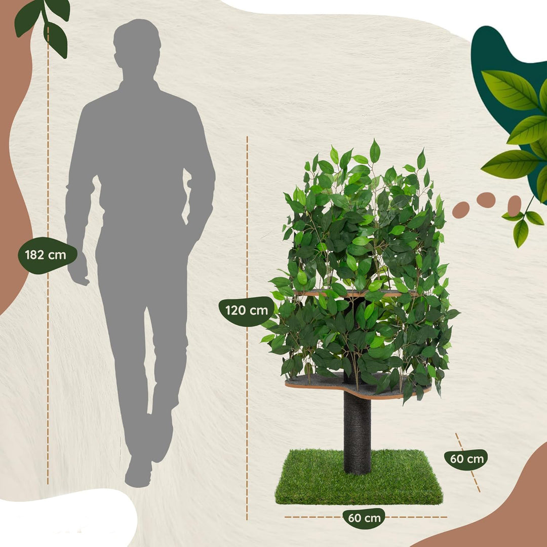 Natural design cat tree with leaves - "Chat'Canopée" model