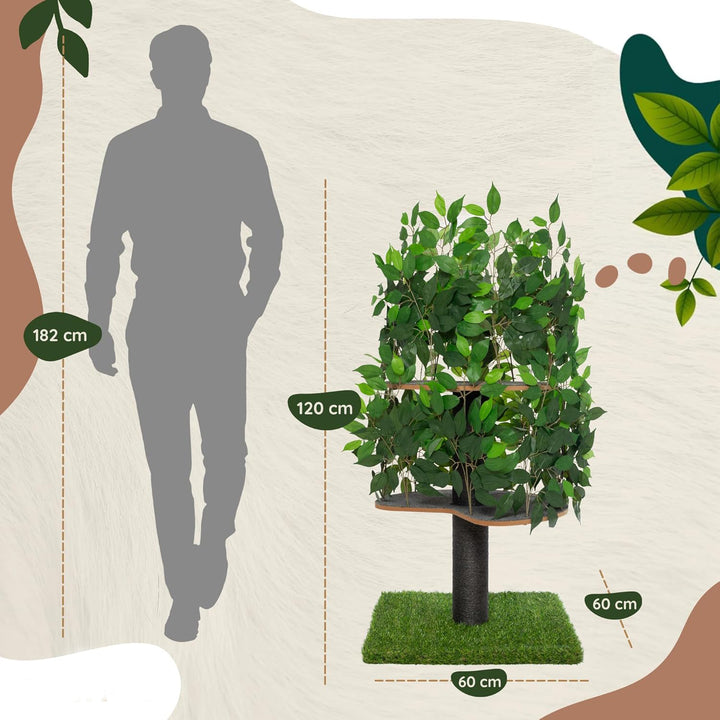 Natural design cat tree with leaves - "Chat'Canopée" model