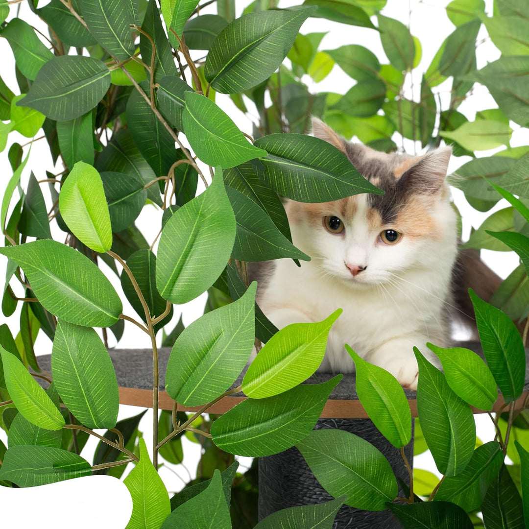 Natural design cat tree with leaves - "Chat'Canopée" model
