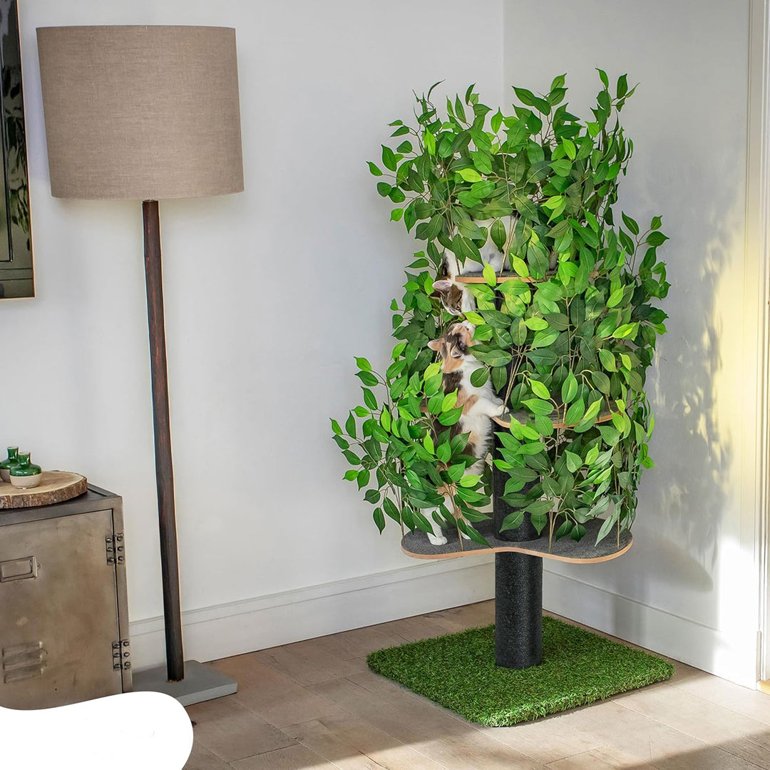 Natural design cat tree with leaves - "Chat'Canopée" model