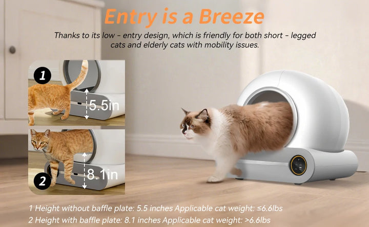 Bac à litière autonettoyant connecté XXL 65L – Modèle "AutoClean Master"