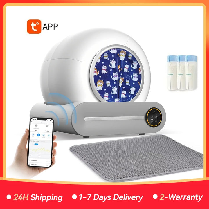 Bac à litière autonettoyant connecté XXL 65L – Modèle "AutoClean Master"