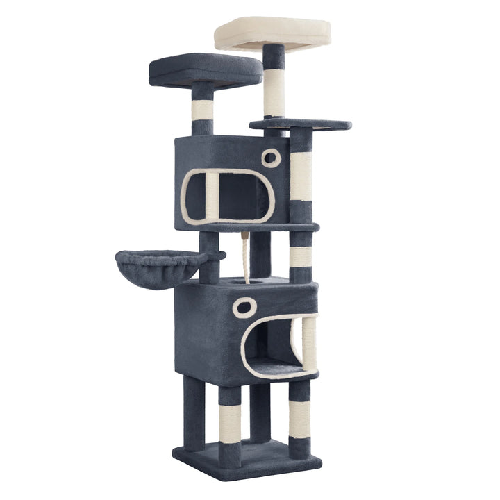 Arbre à chat 159 cm avec plateformes, niches et griffoirs en sisal