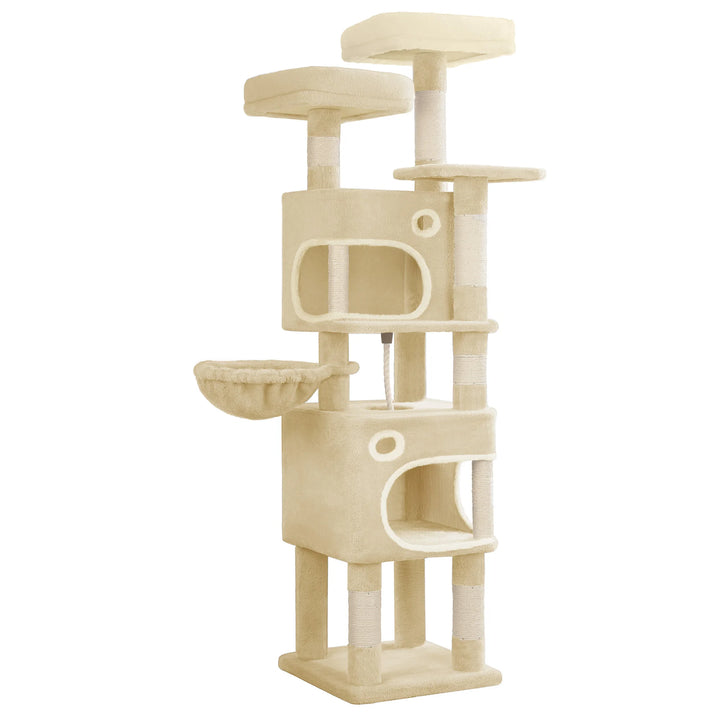Arbre à chat 159 cm avec plateformes, niches et griffoirs en sisal