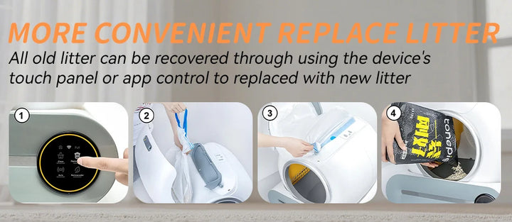 Bac à litière autonettoyant connecté XXL 65L – Modèle "AutoClean Master"