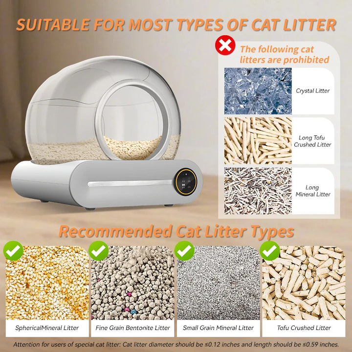 Bac à litière autonettoyant connecté XXL 65L – Modèle "AutoClean Master"