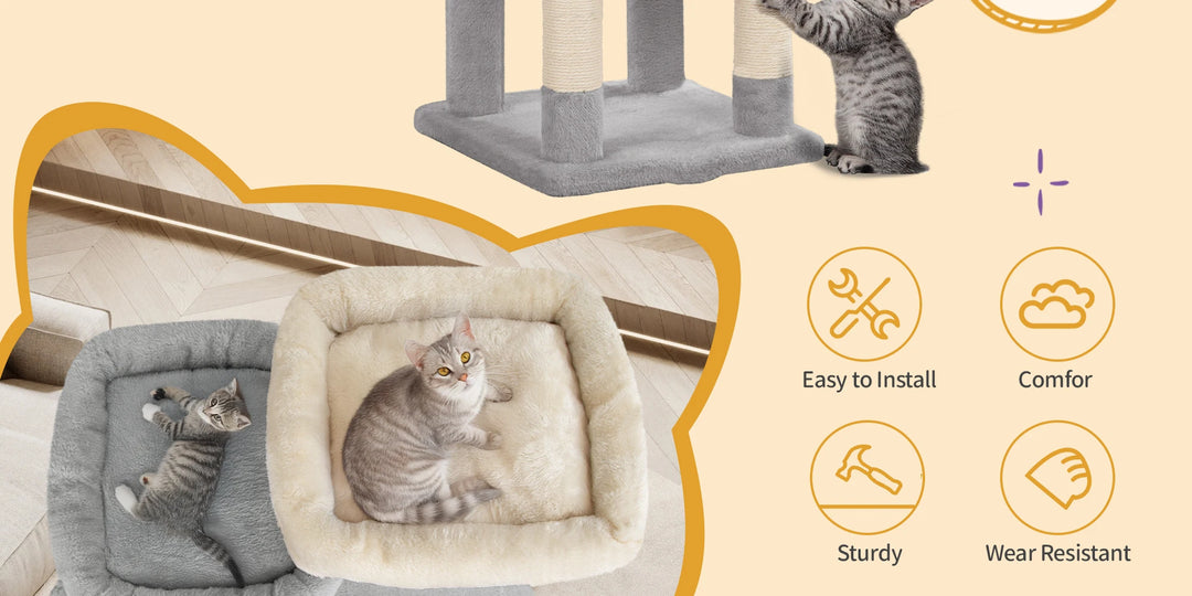 Arbre à chat 159 cm avec plateformes, niches et griffoirs en sisal