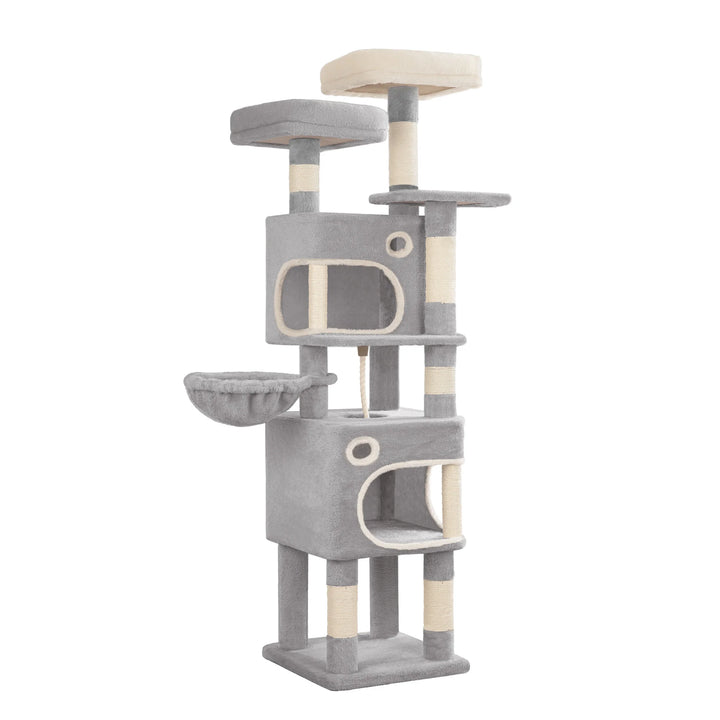Arbre à chat 159 cm avec plateformes, niches et griffoirs en sisal