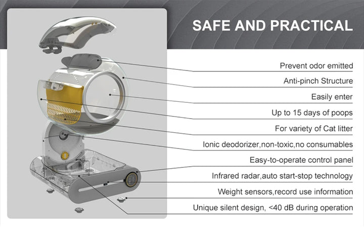 Bac à litière autonettoyant connecté XXL 65L – Modèle "AutoClean Master"