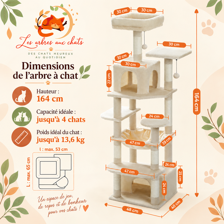 Designer cat tree with litter box - Model: "FélinLuxe"