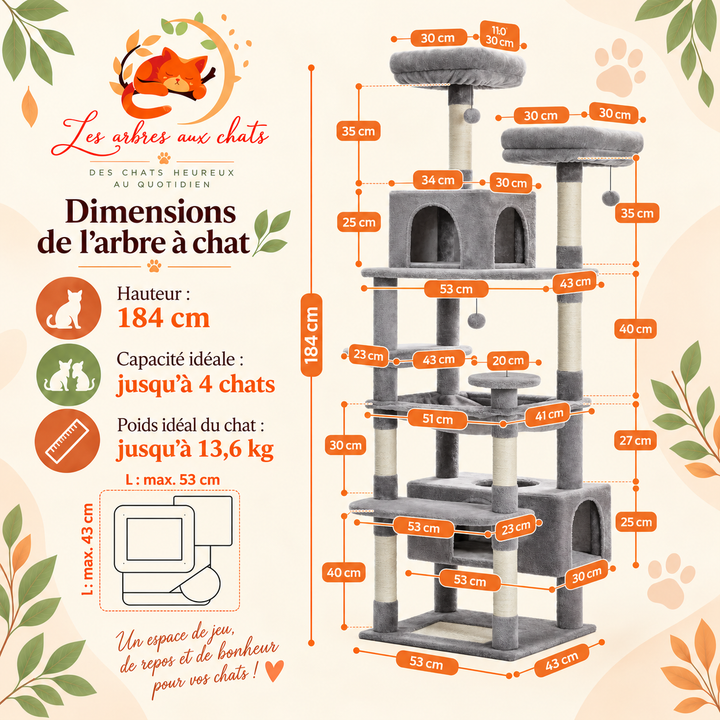 Designer cat tree with litter box - Model: "FélinLuxe"