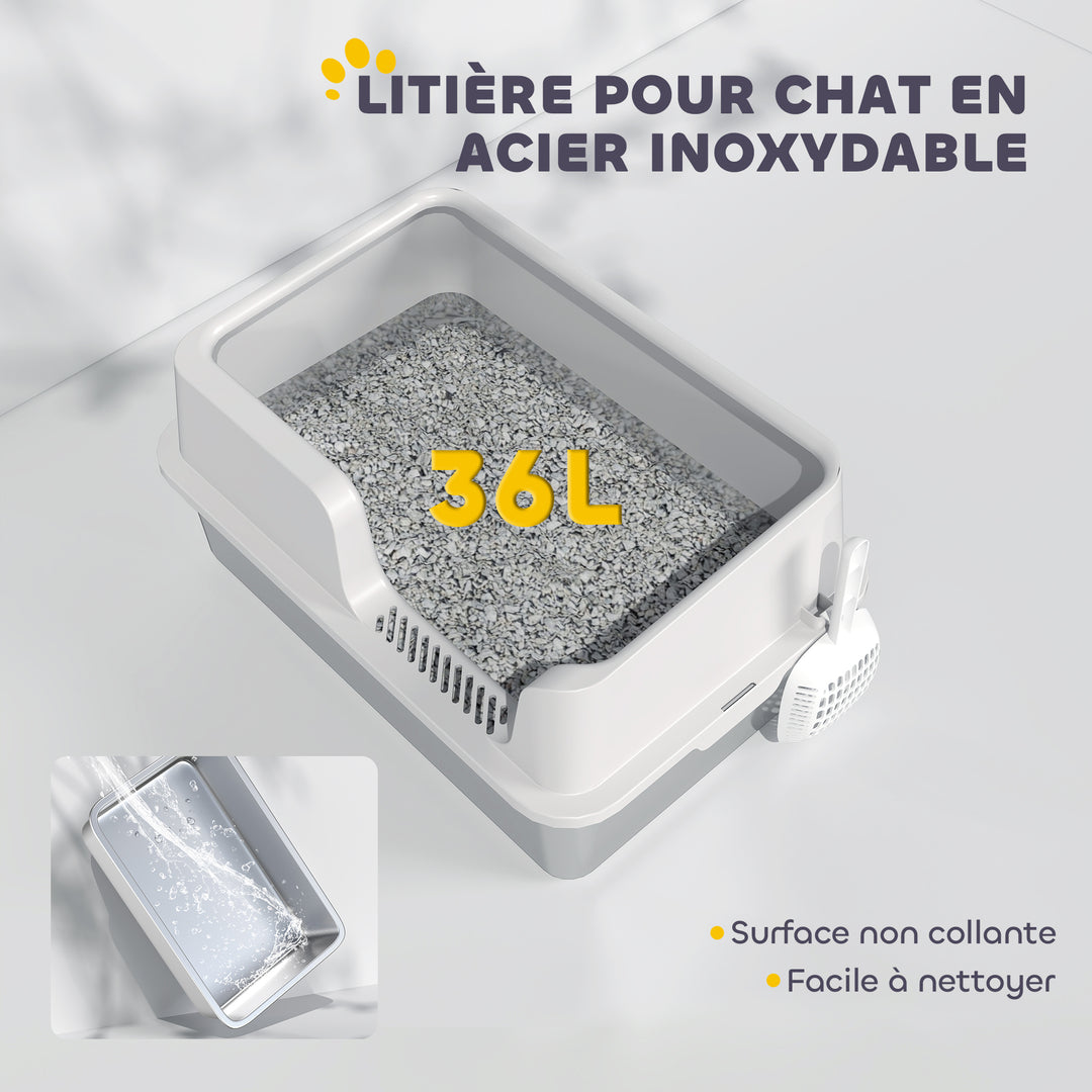 Bac à Litière en Acier Inoxydable – Modèle "CleanSteel Pro XL"