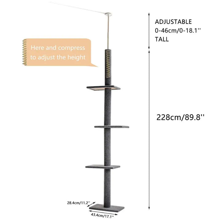 Maine Coon Cat Tree Adjustable from Floor to Ceiling - Model: "SkyTower"