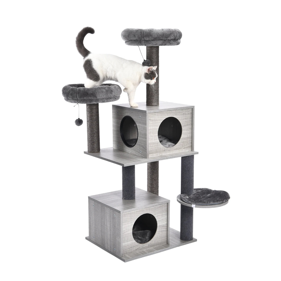 Designer cat tree with litter box - Model: "FélinLuxe"