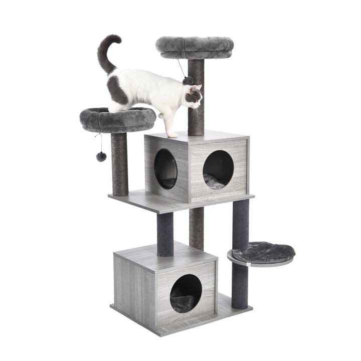 Designer cat tree with litter box - Model: "FélinLuxe"