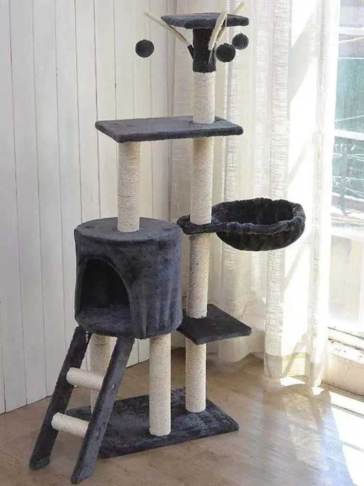 Beige/Grauer Kratzbaum - Modell „PurrPalace“