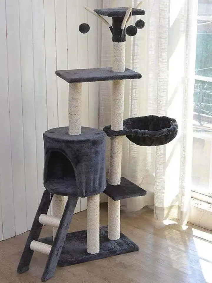 Beige/Grauer Kratzbaum - Modell „PurrPalace“