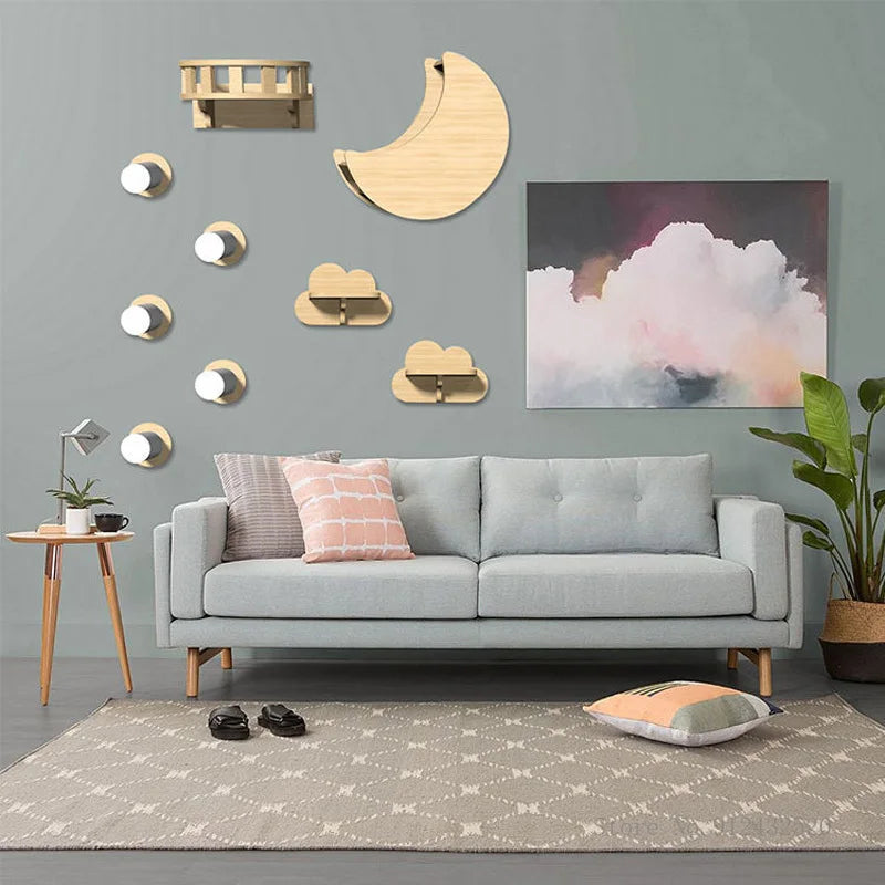 Wall-mounted cat tree - Clouds and stars