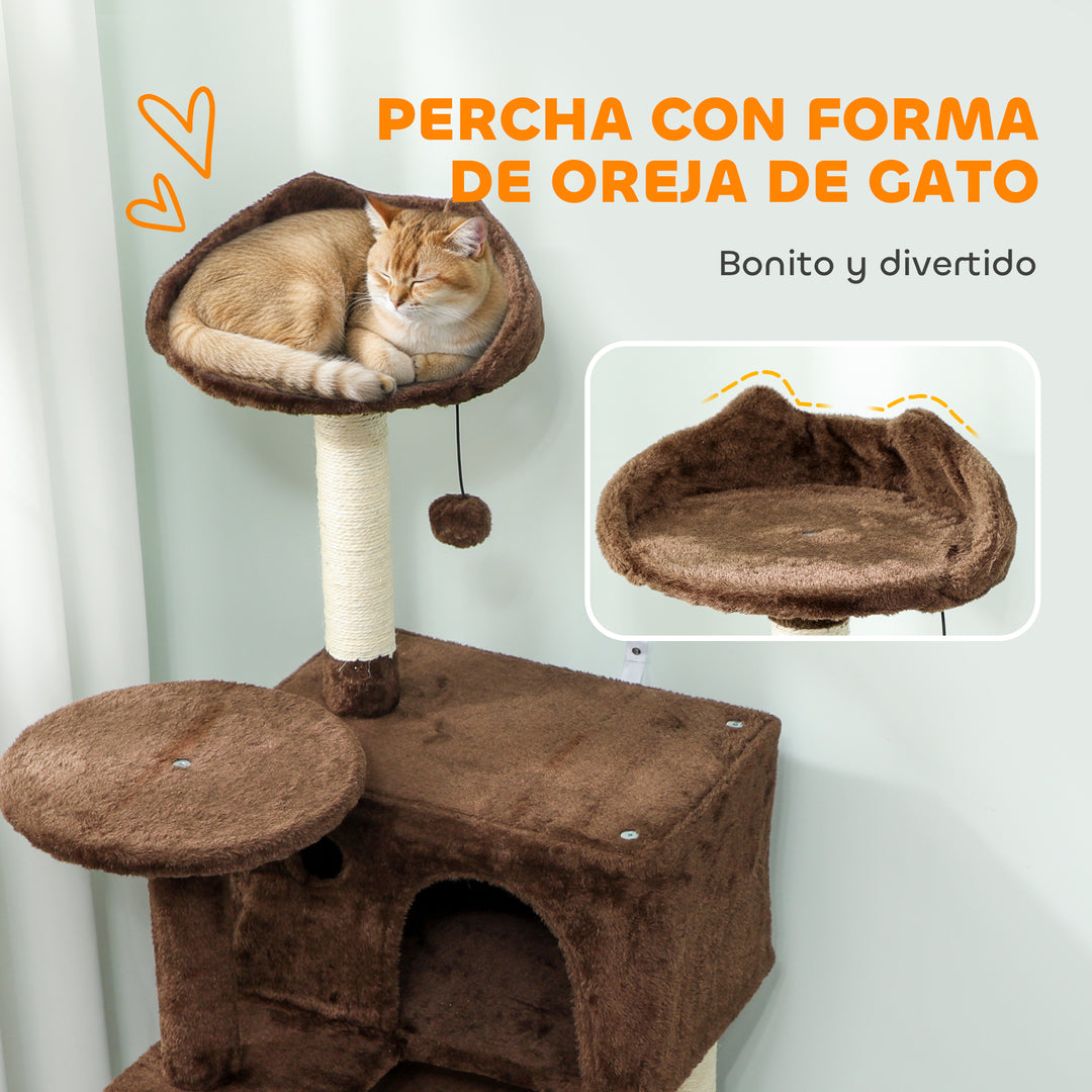 Arbre à chat 140 cm avec niches, hamac et plateforme à oreilles