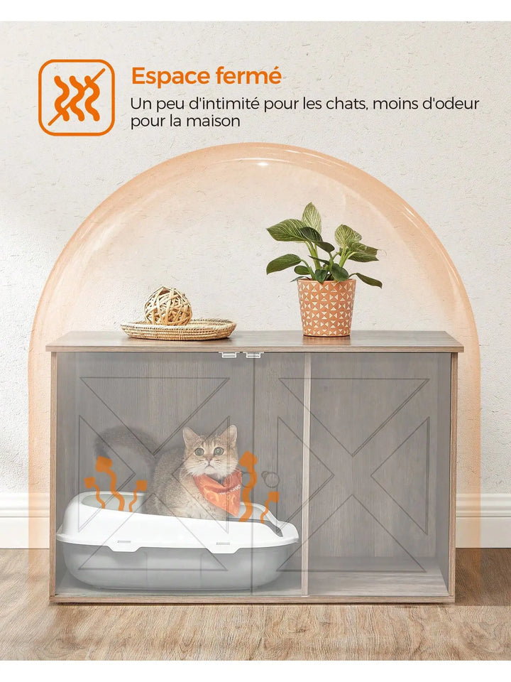 Meuble litière design avec espace repos intégré – Modèle "CatHouse Premium"