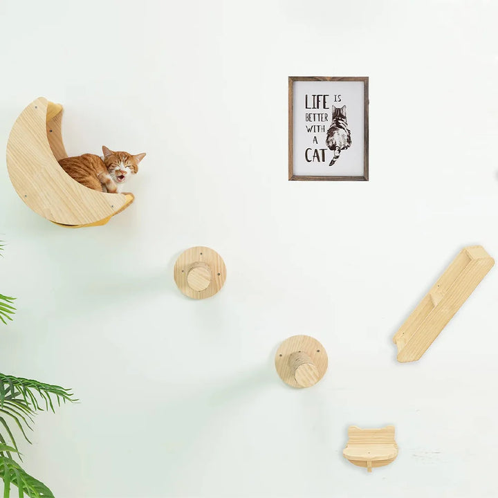 Nest wooden moon hammock cat tree