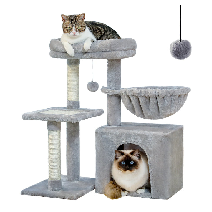 Comfortable beige/grey cat tree - "CozyNest" model 
