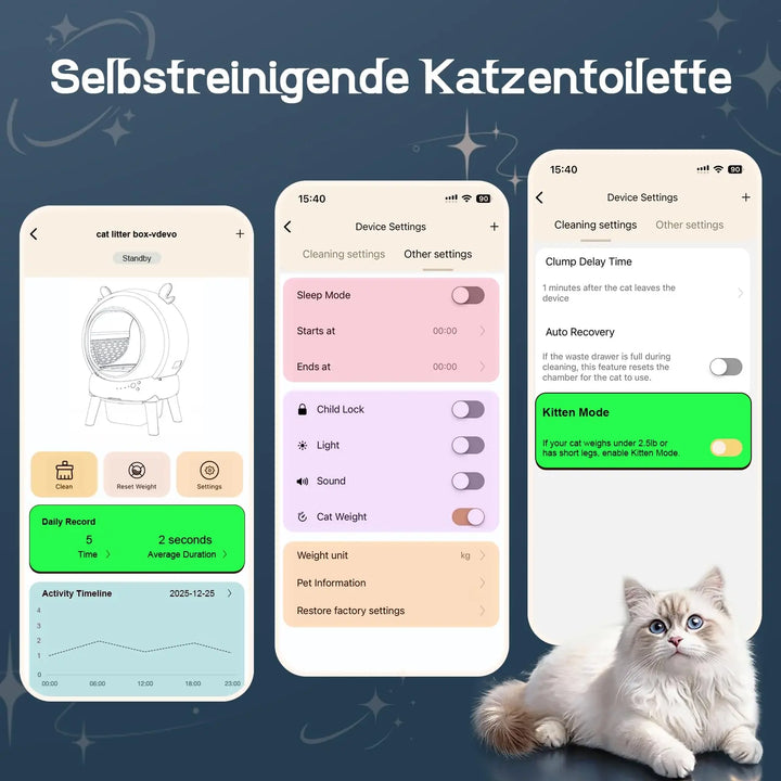 Bac à litière automatique connecté 65L – Modèle "SmartClean 360 Max"