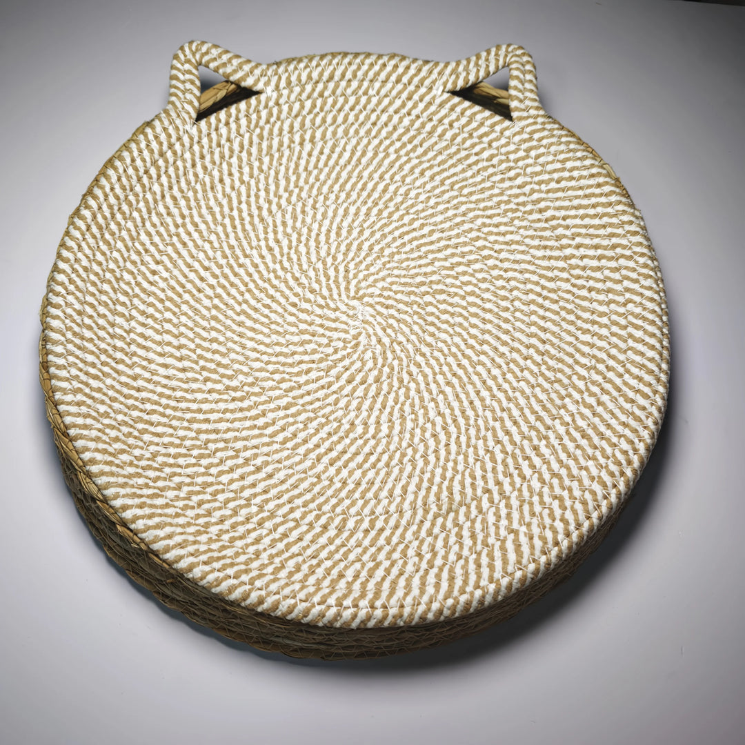 Griffoir rond en corde de jute tressée avec couchage pour chat