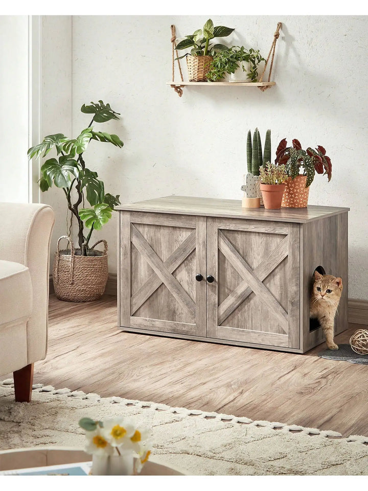 Meuble litière design avec espace repos intégré – Modèle "CatHouse Premium"