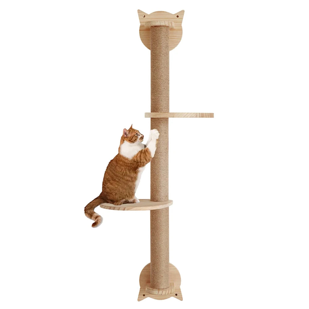 DIY cat tree wall-mounted scratching post with platforms and scratching post - Model: "Griff'Aventure"