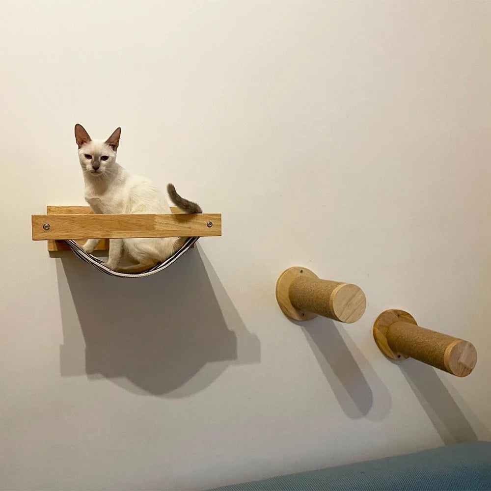 Wall-mounted cat tree - Wood, Hammock, ladder - NidMurale