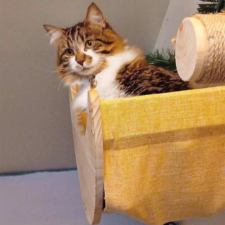 Nest wooden moon hammock cat tree