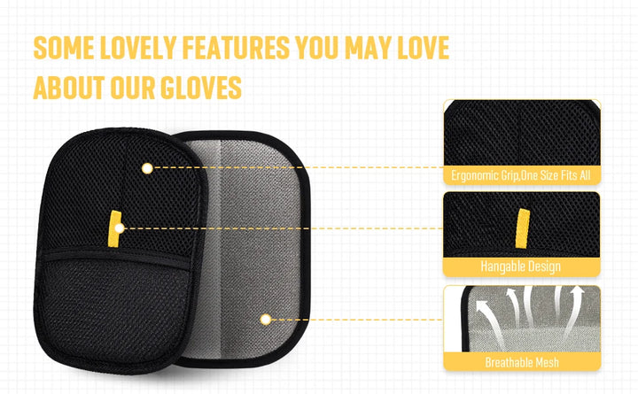 Gant Anti‑Poils Réutilisable – Retire les poils d’animaux (Chiens, chats) sur tapis, tissus et animaux – “VeluStop”