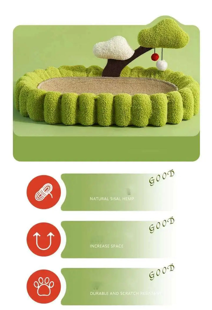 Griffoir nid ovale en lin naturel pour chat