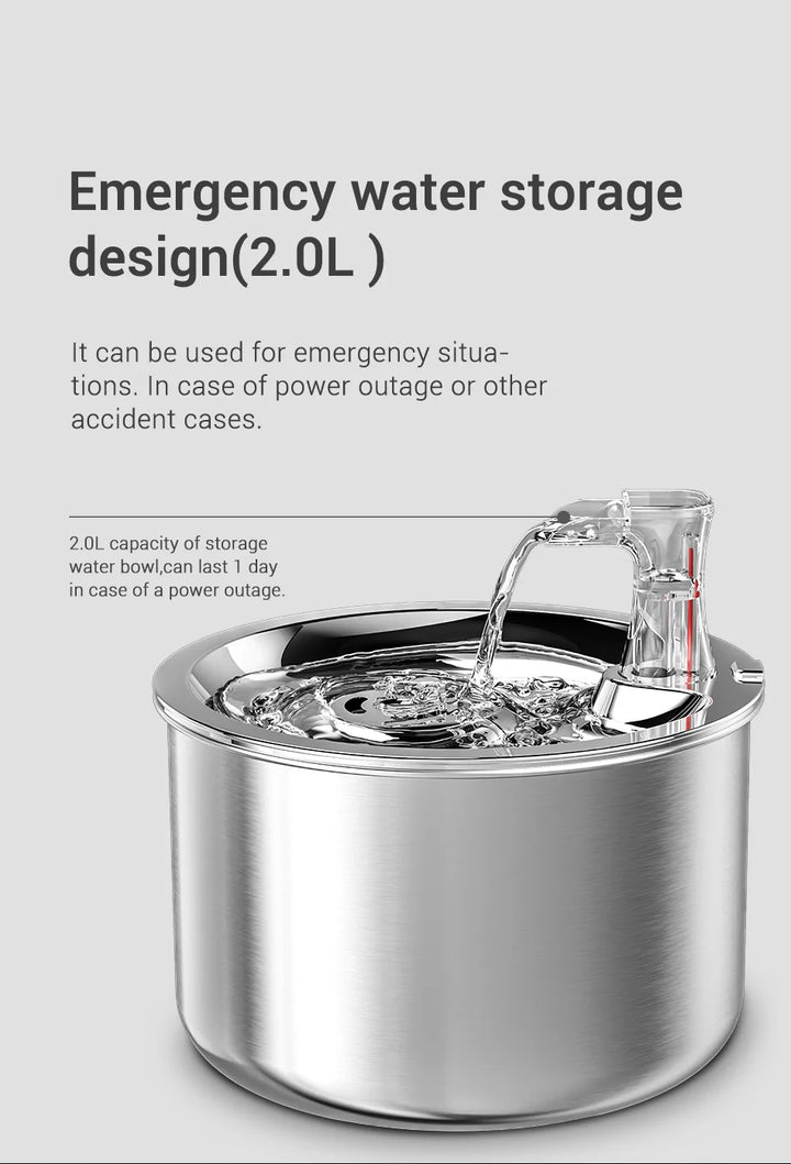 Récipient de stockage d'eau d'urgence en acier inoxydable, capacité de 2,0 L, idéal pour les coupures de courant.
