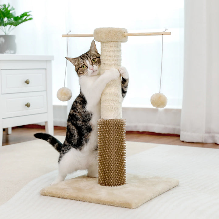 Kleiner, kompakter Kratzbaum mit Plüschbällen und Kratzbaum - Modell: "PawsPlay"