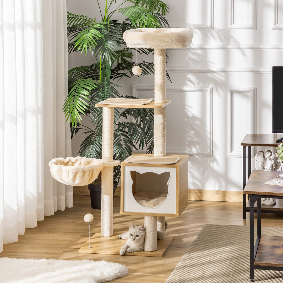 Wooden and soft cat tree, hammock - Model: "Soft Forest"