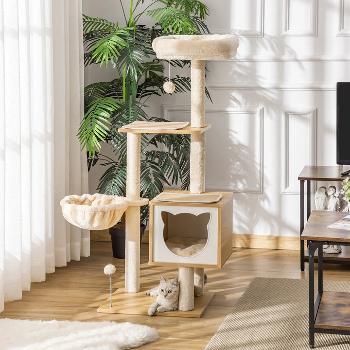 Wooden and soft cat tree, hammock - Model: "Soft Forest"