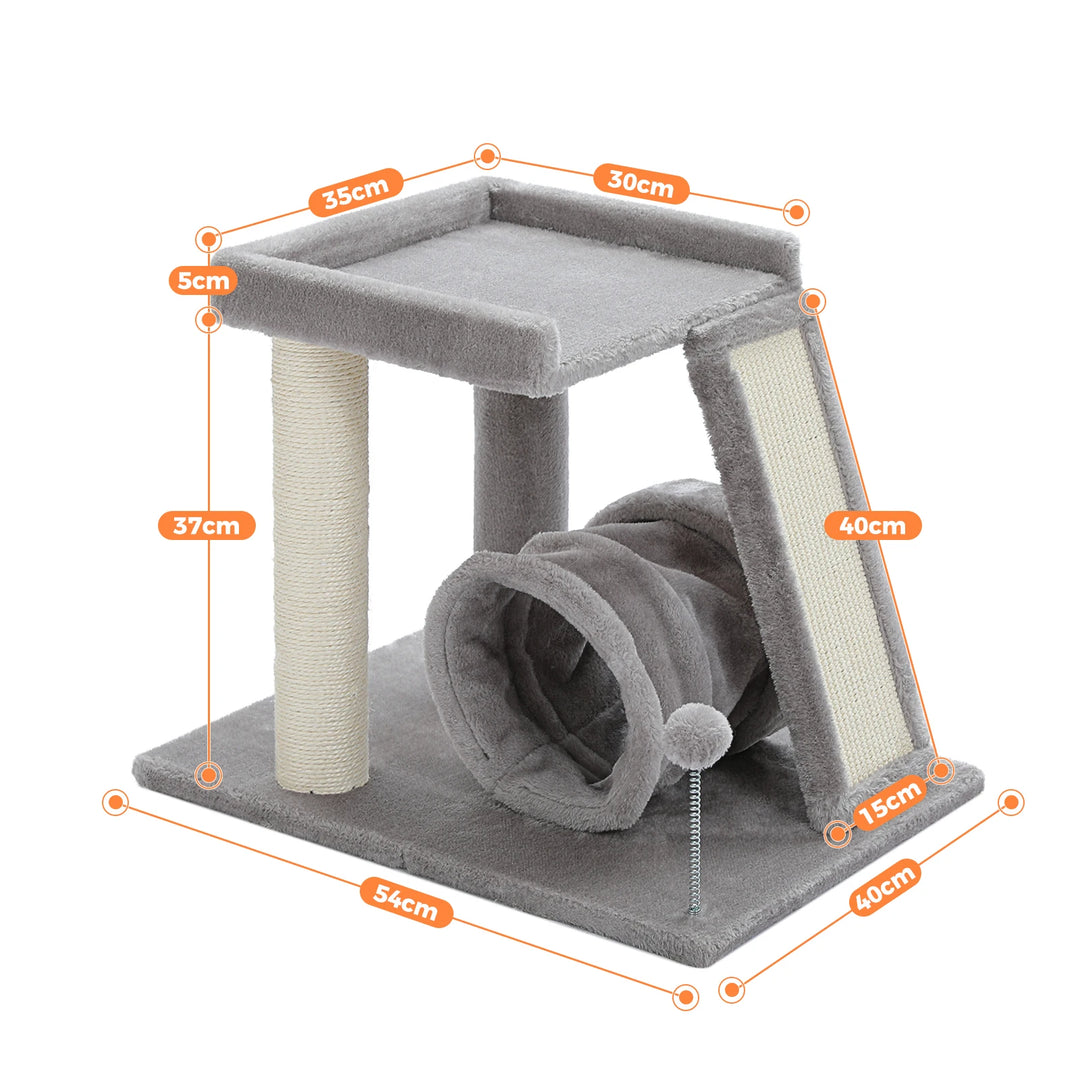 Compact cat tree with play tunnel - Model: "TunnelJouet"