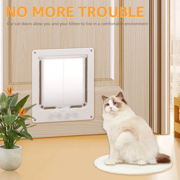 Porte pour chat blanche, facile à installer, pour un accès pratique et confortable pour votre animal.