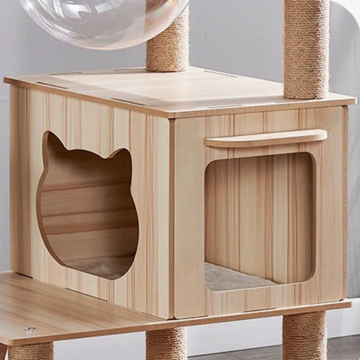 Arbre à chat multi-niveaux avec double niche et griffoirs en sisal