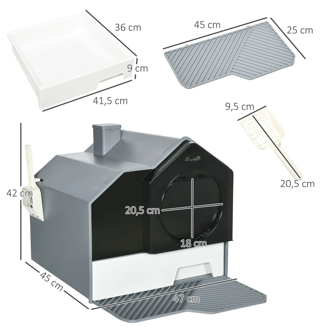 Maison de toilette fermée pour chat avec tapis et filtre anti-odeurs – Modèle "HomeClean"