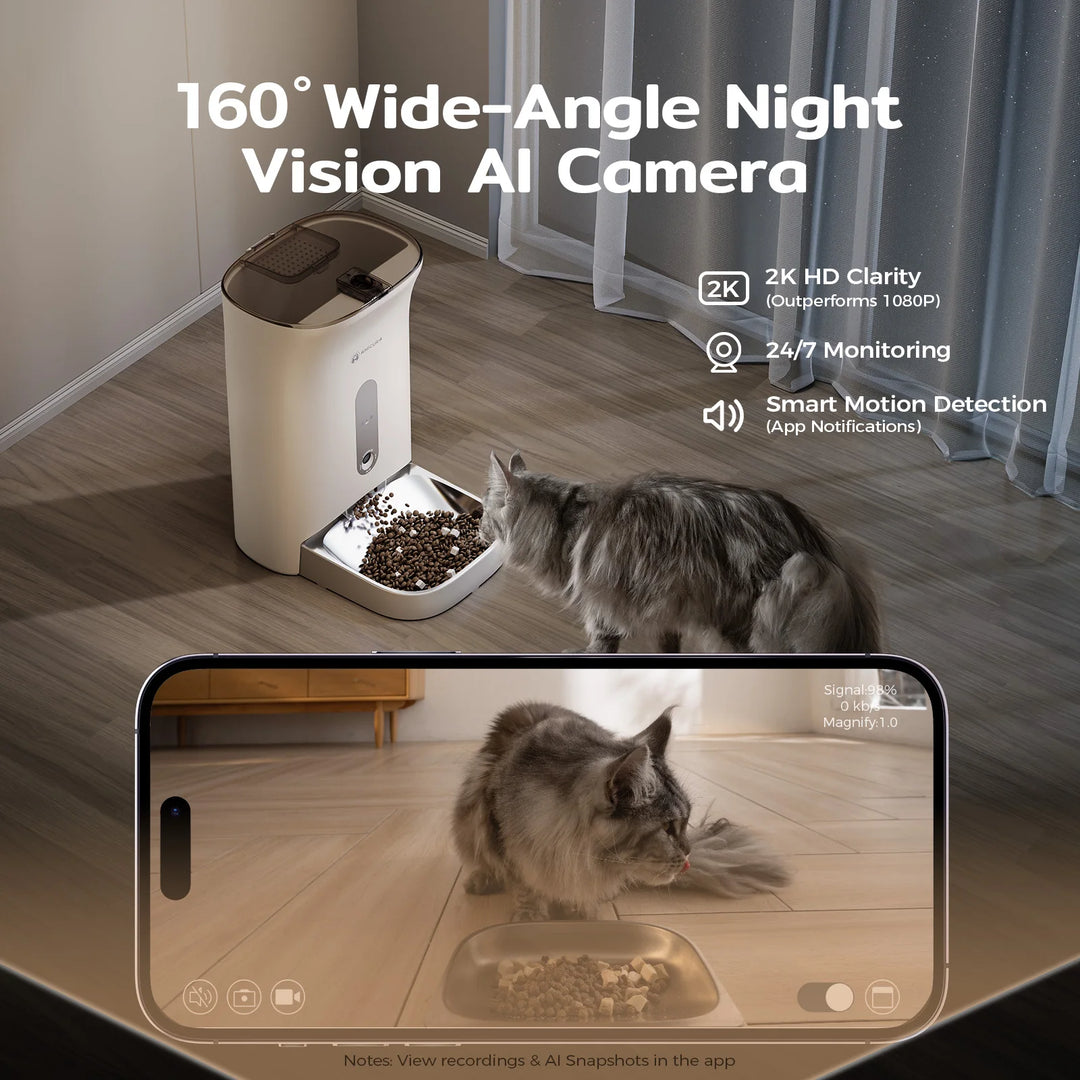 Caméra AI avec vision nocturne, 160° grand angle, qualité 2K, surveillance 24/7, détection de mouvement.