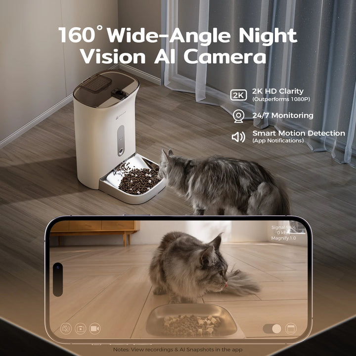 Caméra AI avec vision nocturne, 160° grand angle, qualité 2K, surveillance 24/7, détection de mouvement.