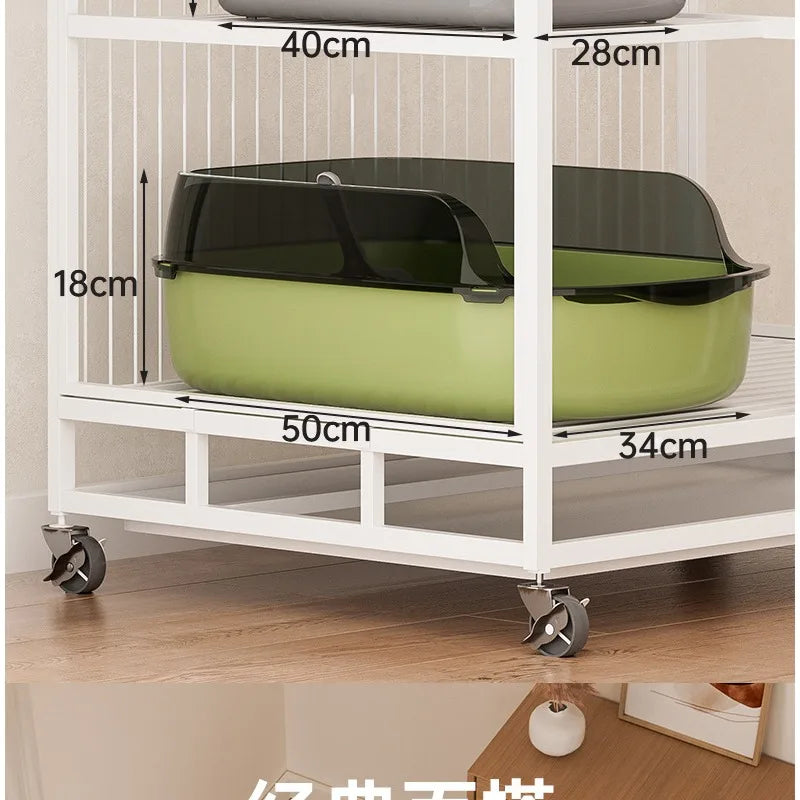 Bac à litière semi-fermé anti-projections avec pelle intégrée – Modèle "CleanEntry"